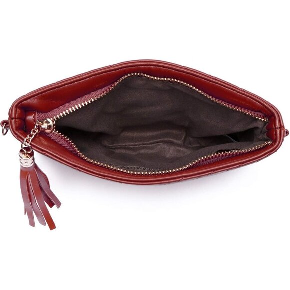 womens small crossbody strap handbag bag Dark Red - Picture 5 of 7